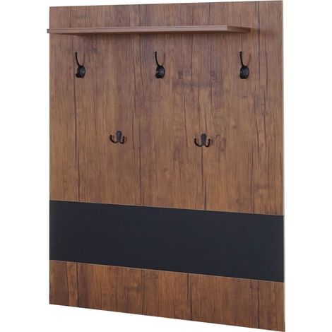 Wandgarderobe HHG-158, Garderobe Garderobenpaneel, 5 Haken 100x80cm 3D-Struktur, MVG Wildeiche-Optik
