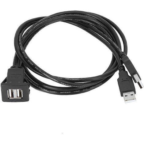 Câble d'extension USB 2.0 à double interface, étanche, pour transfert de données en voiture, adaptateur de tableau de bord, 2 m / 6,6 pi (1/4)