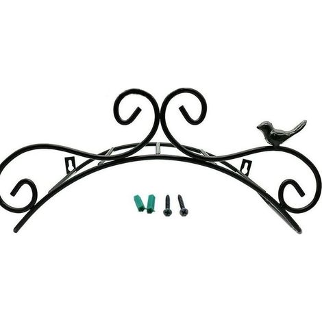 Support Mural en Métal pour Tuyau d'Arrosage - Motif d'Oiseau Antique en Fonte, Noir 38,1 x 15,2 cm (1/5)
