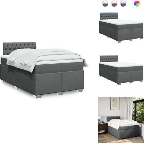 Sommier à lattes de lit avec matelas gris foncé 120x190cm tissu - Sommier À Lattes De Lit - Sommiers À Lattes De Lit - Lit - Meuble De Chambre À Coucher (1/5)