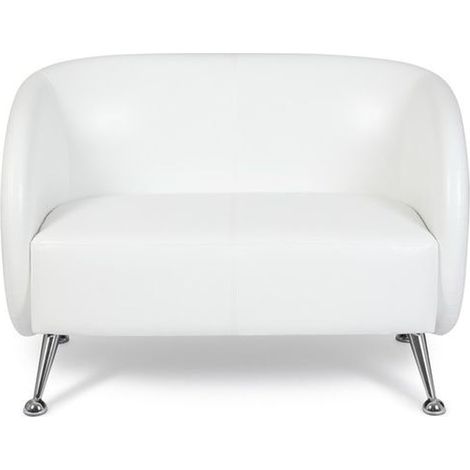 HJH Office Lounge Sofa ST. LUCIA divano a 2 posti in ecopelle con rivestimento morbido, particolarmente confortevole, 713401, bianco (1/3)