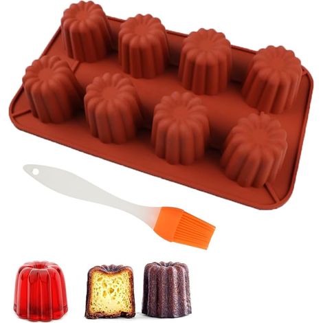 8 Moules Silicone Anti-adhésif Cannelé, Diamètre 5,6 Cm, Pour Chocolat, Gelée, Pudding, Cuisine (1/5)
