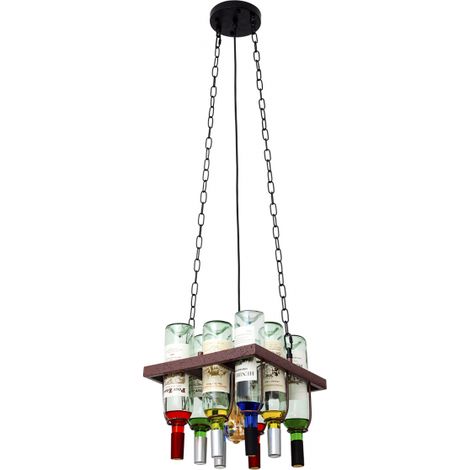 FAB 124598002 Pendentif Cave à Vin 1xe27 Brun Rustique 8 Bouteilles (1/2)