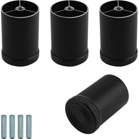 4 Pièces Pieds de Meuble Réglables M8 Noir Pieds en Alliage D'aluminium, pour Armoires, Canapés, Tables et Lave-Linge, Base Stable et Montage Facile (1/5)