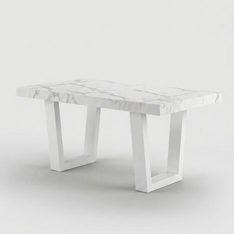Tavolo allungabile moderno gambe bianche 10 persone 140/220-90 Tokyo - Effetto marmo bianco