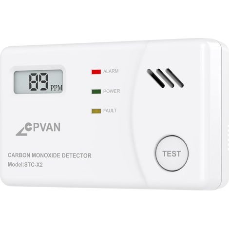 Détecteur de Monoxyde de Carbone avec Capteur de 10 Ans, Détecteur de CO à Piles Remplaçables et Affichage Numérique avec Bouton de Test, Conforme à la Norme Européenne EN50291, 1 Pièce (1/5)
