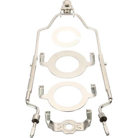 8 9 10 11 inch Lamp Harp Kit with Beam, Adjustable Lamp Shade Bracket with 3/8 E14 E26 E27 Light Base for Table Floor Lamp, Silver (1/5)
