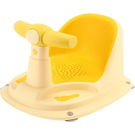 Siège de bain avec dossier et ventouses, fauteuil antidérapant - Jaune, cadeau de douche et d'anniversaire pour bébé. (1/5)