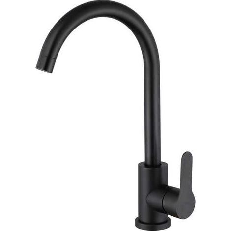Robinet Lavabo Haut Pivotant à 360°, Robinet Lavabo Salle de Bain Monocommande avec Aérateur Démotable, Noir (1/5)