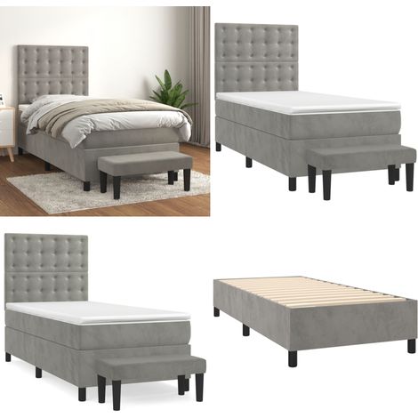 Boxspringbett mit Matratze Hellgrau 90x200 cm Samt - Samtbett - Boxspringbett - Doppelbett - Bettauflage - Nachttisch - Home & Living (1/5)