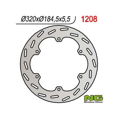 Disco de freno trasero NG Honda GL 1500 '88-'99, 316x184,5x5,5 mm, 6 orificios