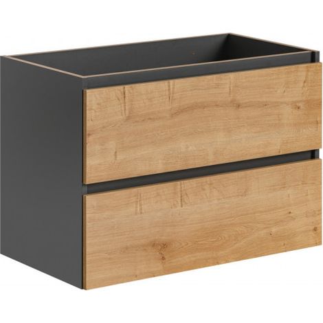 Meuble sous vasque - 80 x 46 x 57 cm - Stéphanie Grey Oak - Livraison gratuite (1/3)