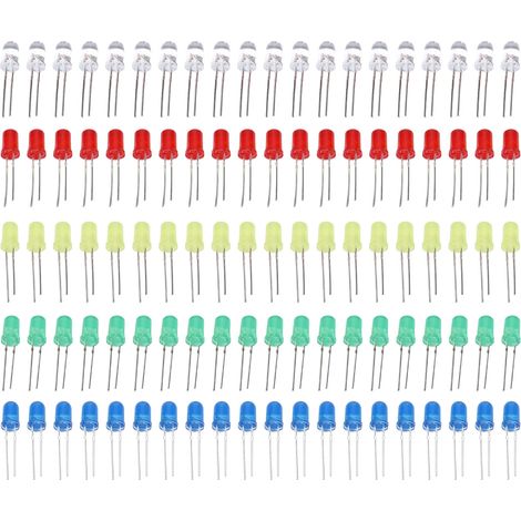 Lot de 100 diodes LED 3mm/5mm multicolores, non toxiques, économiques, kit d'éclairage pour bricolage et décoration (5mm) (1/5)