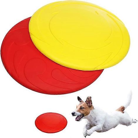 Lot de 2 disques volants en caoutchouc résistant pour chiens - Jouets indestructibles pour chiens à mâchoires puissantes - Soucoupe volante flottante naturelle pour piscine, plage, 18 cm (1/4)
