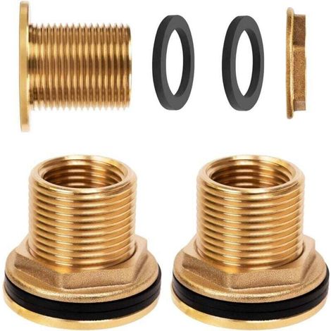 Universelle Regenwassertank-Anschlüsse, 2 Stück, Messingmuffe, geeignet für Fässer mit 3/4" Außendurchmesser und 1/2" Innendurchmesser - KZQ
