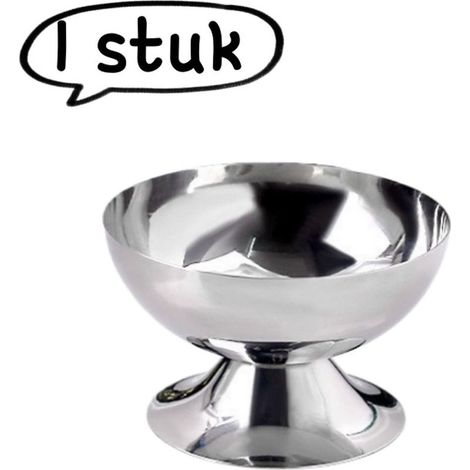 stainless steel 304 bar-shaped dessert bowl for ice cream, pudding, and fruit salad, 6.2 x 7.2 x 10 cm, short silver model (1/5)