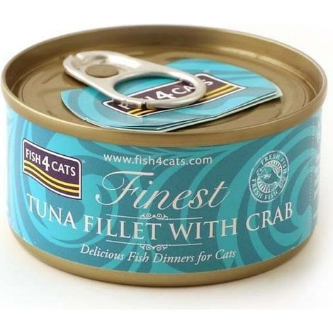 Fish4Cats - Filetti di tonno con granchio - Cibo umido per gatti 70 g (1/2)