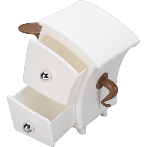 Office Storage Cabinet, Earring Organizer with Drawer for Office, Home, Jewelry, Earrings, Necklaces, Women and Girls, Creative (WHITE) (1/5)
