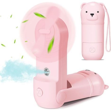 Ventilateur portable à main, mini ventilateur à brumisateur, ventilateur pliable avec batterie rechargeable USB, ventilateur de poche à 3 vitesses pour femmes et enfants (1/5)