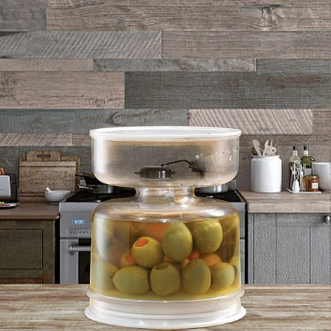 Pot à concombres secs et humides, distributeur de concombres, bocal en forme de sablier avec passoire, récipient alimentaire pour la cuisine, séparateur, petit organisateur (1/5)