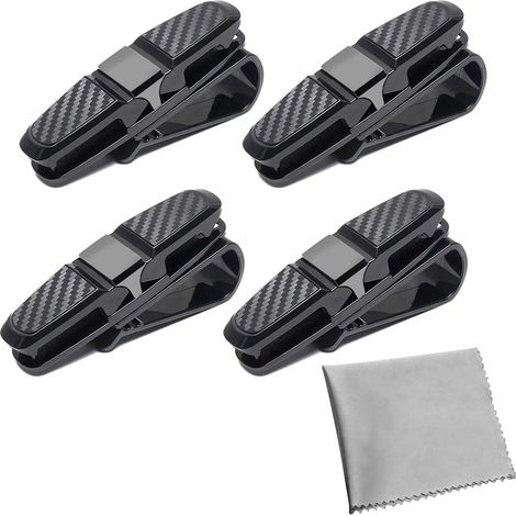DOLASO Set mit 4 Brillenclips für Auto-Sonnenblende, Brillenhalter für Auto, Auto-Sonnenbrillen-Organizer, Halter, Ticketkarte – Schwarz (1/5)