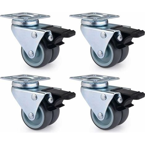 Green Mobility-Lot de 4 Roulettes Pivotantes Ultrarésistantes avec Frein d’arrêt pour Meubles Capacité 600 kg (1/5)