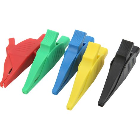 Lot de 5 Pinces de Test Électrique Multimètre, Légères et Sécurisées, 5 Couleurs Isolées, Douilles 4mm, pour Voitures (1/5)
