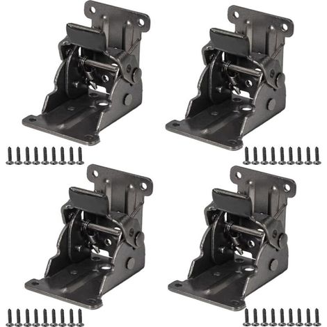 Charnière pliante autobloquante 4 pièces – Tôle d'acier inoxydable – Angle de pliage 0-90° – Charge élevée – Vis de montage incluses (1/5)
