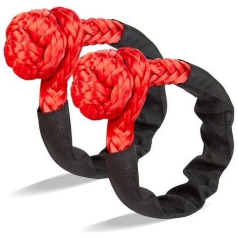 2 pièces Cordes de remorquage à Manille Souple pour Camion ATV Marine, Sangles de récupération extérieures Monobloc, Rouge (1/5)