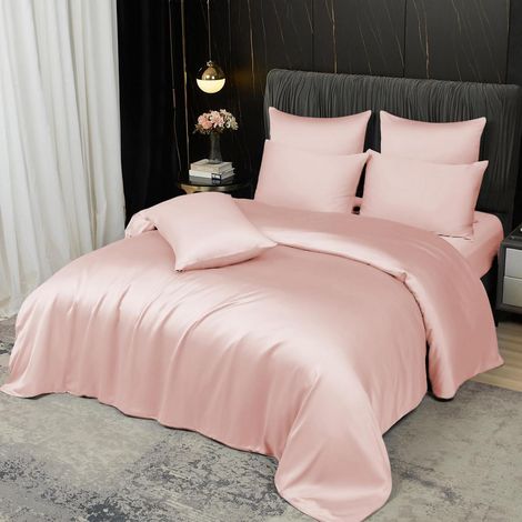 Bettwäsche-Set 200x220 cm aus Bambus-Lyocell, Rosa, kühlend & atmungsaktiv
