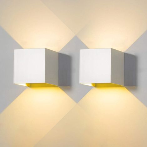 Pack Applique murale exterieur interieur LED Lampe murale extérieures moderne Blanc 20W Blanc Chaud 3000K IP65 Étanche carrée en aluminium Réglage de l'angle d'éclairage Design facile à installer [Cla (1/5)
