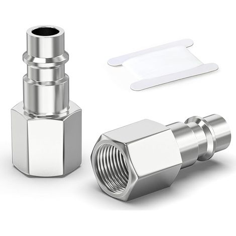 2 Pièces 1/4 Inch Air Line Connectors, 1/4" BSP Female Thread Euro Airline Compressor Hose Fittings, Quick Connect Air Coupler Air Hose Fittings,Air Plug (1/4)