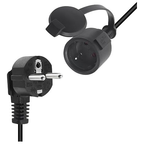 Extension Cord Black Home Garden Construction Site 1.5m (1/4)
