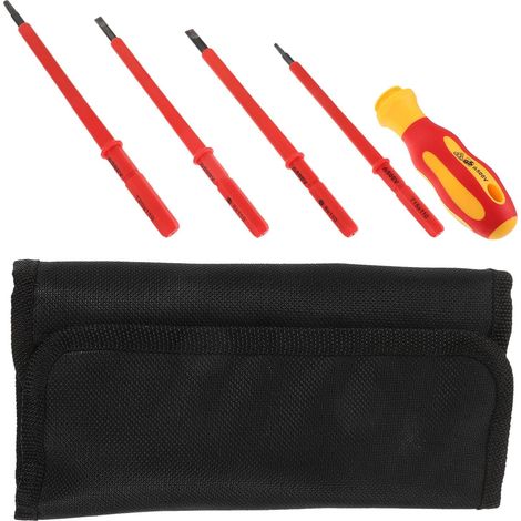 Kit de Tournevis pour Réparations à Domicile et Travaux Électriques Electricien Isolés Sacoche, Outils Électriques Antidérapants en Acier Chrome-vanadium (1/5)