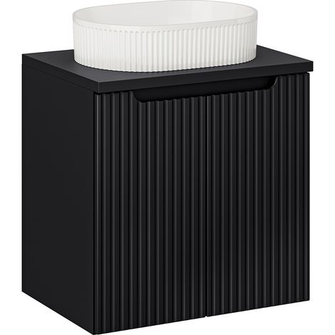Waschtisch 60cm, in schwarz, gerillte Front, NEWPORT-56-BLACK (1/5)