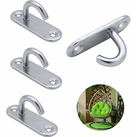 Filiyano-Lot de 10 crochets de fixation murale en acier inoxydable argenté, avec œillet de fixation pour suspension de chaise, moustiquaire, gréement (1/4)