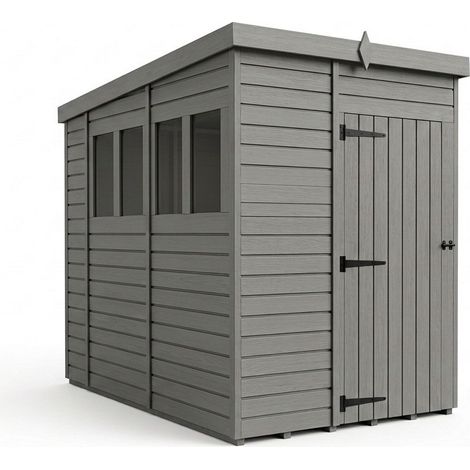 5ft x 10ft Composite Pent Garden Shed Single Door With Windows - Composite - L152 x W305 x H210 cm - Grey