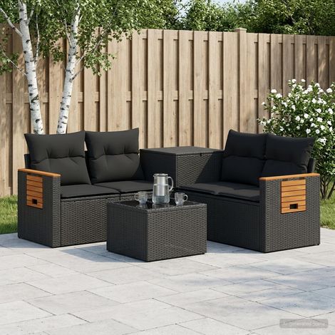 vidaXL Juego de Sofá 6 uds. Negro 55 x 55 x 37 cm (1/5)