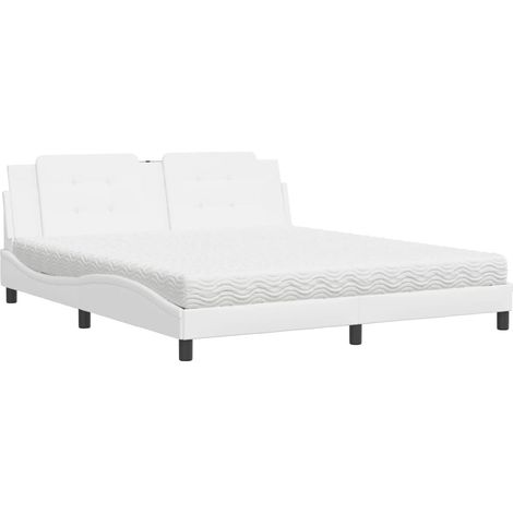 Maison Exclusive - Letto con Materasso Zadar Bianco 180x200 cm in Similpelle (1/5)