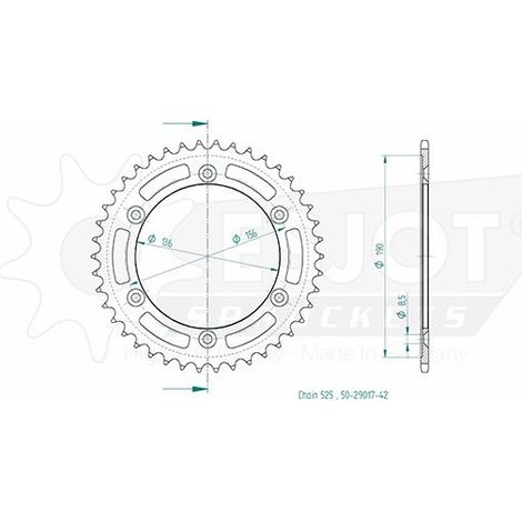 Couronne Acier Suzuki - 525 - 42 Dents - Made in Germany