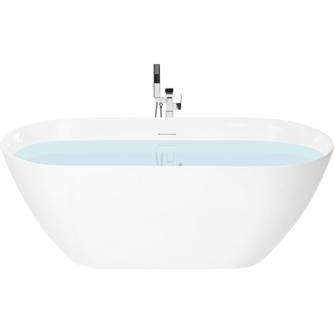 Baignoire Ilot Moderne en Acrylique 160 cm Forme Ovale Blanche Cedros
