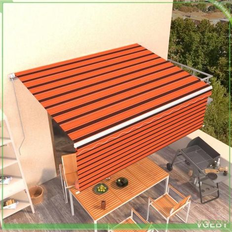 Auvent rétractable manuel - Modèle 3069320 - 4,5x3 m - Orange et marron - Cadre aluminium thermolaqué (1/5)