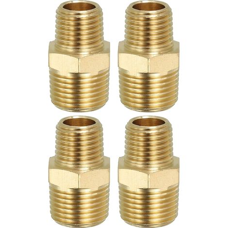 Raccord de Tuyau Hexagonal En Laiton Massif, Adaptateur Filetage, Lot 5, 1/4" Npt X 1/8" Npt, Connecteurs Ligne D'Eau Mâles - 3/8" NPT x (1/5)