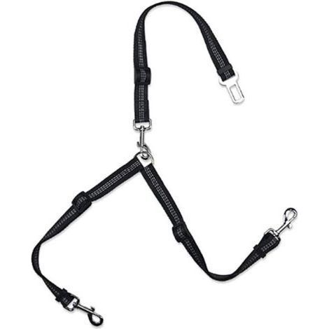 Adjustable Dog Leash Pet Car Safety Belt Dog Leash Luminous Leash Double Dog Leash for 2 Dogs Black H781 (1/5)