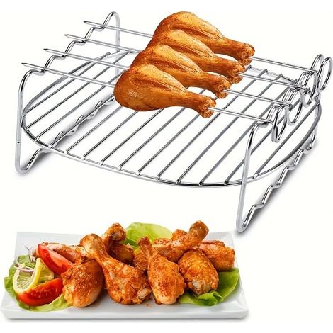 BelleRise - Ensemble d'accessoires en acier inoxydable pour friteuse sans huile — Support à brochettes rond (1/5)