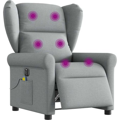 Massagesessel Elektrisch Hellgrau Stoff