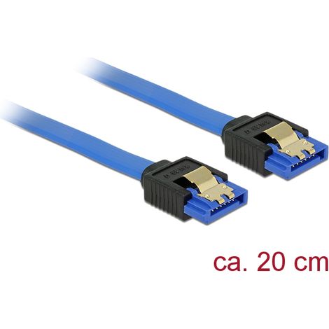 Delock Cable SATA 6 Gb/s hembra directo  SATA hembra directo de 20 cm azul con broches dorados