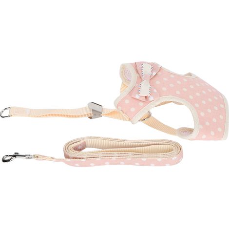 Harnais respirant pour chat avec laisse réglable, harnais anti-fugue pour animaux de compagnie (rose à pois, taille M (convient jusqu'à 58 kg)) (1/5)