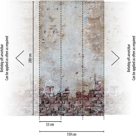 A.S. Creation Fototapete Livingwalls The Wall 383361 Ein Motiv pro Rolle 1.59 x 2.80 m Steinoptik Grau (1/3)