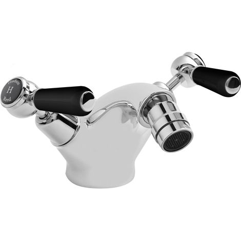Old London Topaz Black Lever Chrome Mono Bidet Mixer Tap with Dome Collar - BC406DL (1/2)